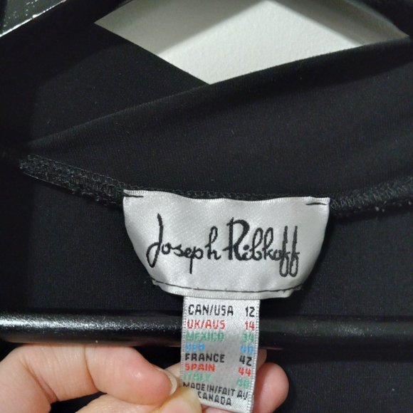 Joseph Ribkoff Black Contrast Wrap Sleeveless V-neck Minimalist Blouse - Picture 3 of 5